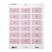 Monogram roze en groene stippen etiket (Full Sheet)