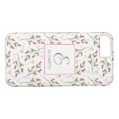 Monogram roze en groene wilde bloemen Case-Mate iPhone case (Achterkant (Horizontaal))