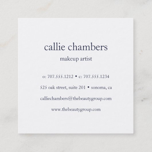 Monogram roze en marinemonogram vierkante visitekaartje (Achterkant)