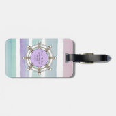 Monogram roze en mint Stripes Bagagelabel (Achterkant horizontaal)