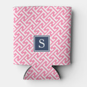 Monogram roze en Navy Preppy Pattern Blikjeskoeler (Voorkant)