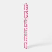 Monogram roze en Navy Preppy Pattern iPhone 16 Hoesje (Rechterkant)