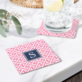 Monogram roze en Navy Preppy Pattern Kartonnen Onderzetters