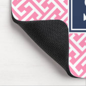 Monogram roze en Navy Preppy Pattern Muismat (Hoek)