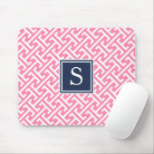 Monogram roze en Navy Preppy Pattern Muismat (Met muis)
