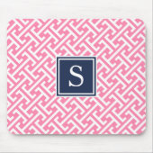Monogram roze en Navy Preppy Pattern Muismat (Voorkant)