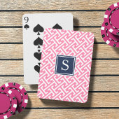 Monogram roze en Navy Preppy Pattern Speelkaarten