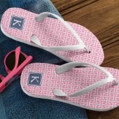 Monogram roze en Navy Preppy Pattern Teenslippers