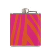 Monogram roze en Oranje Zebra Stripes Heupfles (Achterkant)