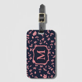 Monogram  roze en Paars Floral Bagagelabel (Voorkant (verticaal))