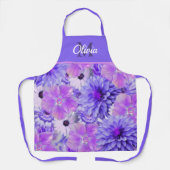 Monogram Roze en Paarse Bloemen Schort (Voorkant)