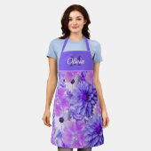 Monogram Roze en Paarse Floral Schort (Gedragen)