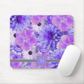 Monogram Roze en Paarse gekleurde Floral Muismat (Met muis)