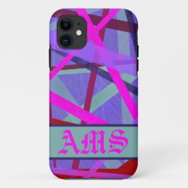 Monogram roze en Paarse geometrische lijnen Case-Mate iPhone Case