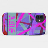 Monogram roze en Paarse geometrische lijnen Case-Mate iPhone Case (Achterkant (horizontaal))