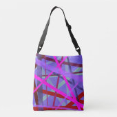 Monogram roze en Paarse geometrische lijnen Crossbody Tas (Achterkant)