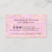 Monogram roze en Paarse ongevraagde nagels Visitekaartje (Achterkant)