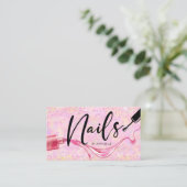 Monogram roze en Paarse ongevraagde nagels Visitekaartje (Staand voorkant)