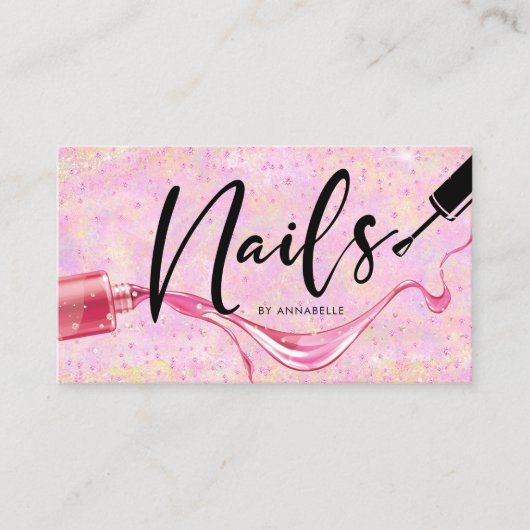 Monogram roze en Paarse ongevraagde nagels Visitekaartje (Voorkant)