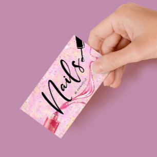Monogram roze en Paarse ongevraagde nagels Visitekaartje