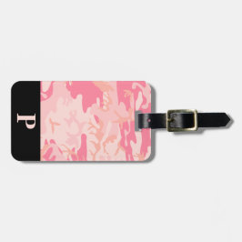 Monogram Roze en Peach Camo Camouflage Zwart Bagagelabel