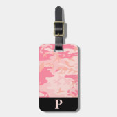 Monogram Roze en Peach Camo Camouflage Zwart Bagagelabel (Voorkant verticaal)