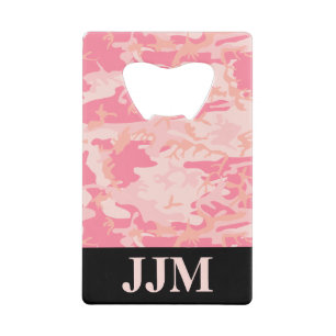 Monogram Roze en Perzik Camo Camouflage Zwart Creditkaart Flessenopener