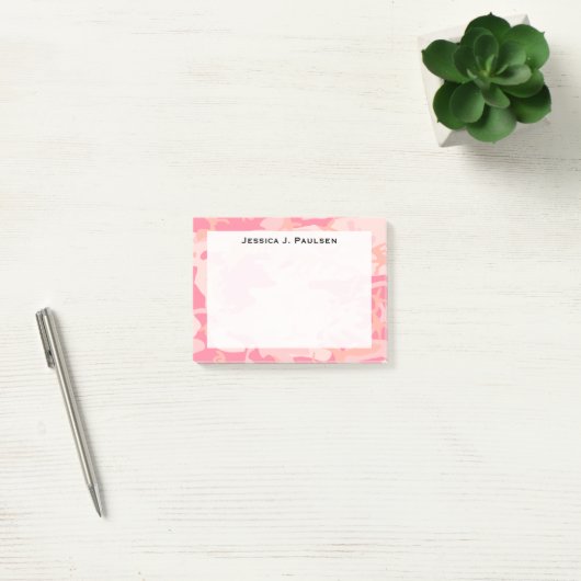 Monogram roze en perzik camouflage post-it® notes (Kantoor)