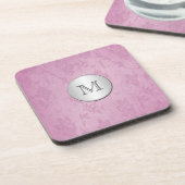 Monogram Roze en Silver Damask Onderzetter Set (6) (Linkerzijde)