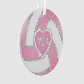 Monogram Roze en White Diamond Volleyball Ornament (voorkant)