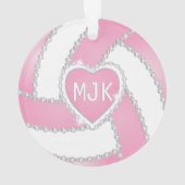 Monogram Roze en White Diamond Volleyball Ornament (achterkant)