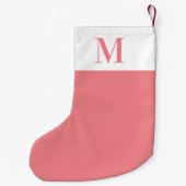 Monogram Roze en Wit Gepersonaliseerd Kleine Kerstsok (Achterkant)