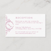 Monogram Roze en Wit Huwelijksreceptie Informatiekaartje (Voorkant)