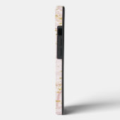 Monogram Roze en Wit Marmer Draaiend Goud Glitter Case-Mate iPhone Case (Achterkant / Links)