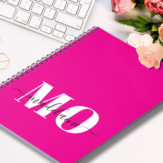 Monogram roze en wit Notitieboek