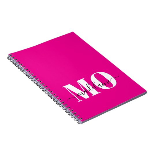 Monogram roze en wit Notitieboek (Rechterzijde)
