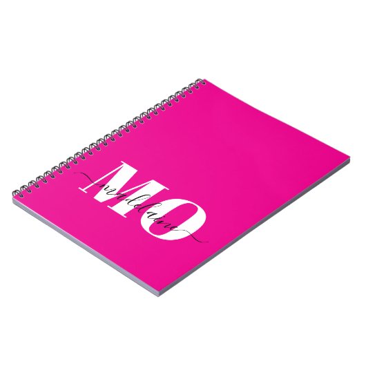 Monogram roze en wit Notitieboek (Linkerzijde)