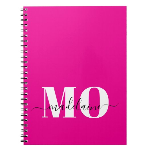 Monogram roze en wit Notitieboek (Voorkant)