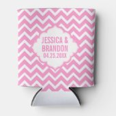 Monogram roze en wit zigzag Chevron 2 Blikjeskoeler (Voorkant)