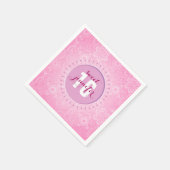 Monogram roze en witte bloemen en vlinders kant servet (Hoek)