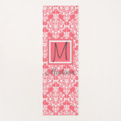 Monogram roze en witte Damask Trendy Yogamat (Voorkant)