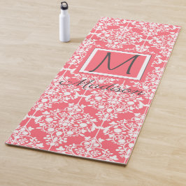 Monogram roze en witte Damask Trendy Yogamat