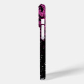 Monogram Roze en Witte Glitter Case-Mate iPhone Case (Achterkant / Links)