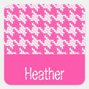 Monogram roze en witte horsthoek patroon vierkante sticker