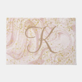 Monogram Roze en witte marmer Glitter Glitter Deurmat (Voorkant)