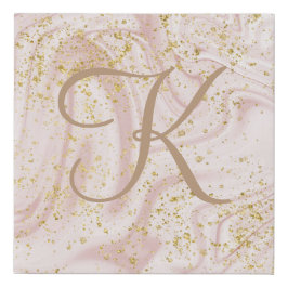 Monogram Roze en witte marmer Glitter Glitter Imitatie Canvas Print