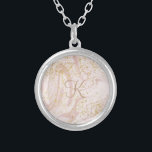 Monogram Roze en witte marmer Glitter Glitter Zilver Vergulden Ketting<br><div class="desc">Monogrammen Gepersonaliseerd roze en witte marmer draaipatroon met verguld glitter verzilverd ketting</div>