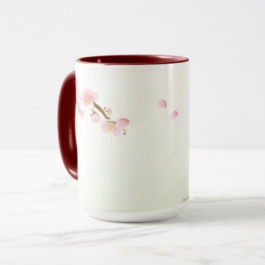 Monogram roze en witte Natuur Mok (Voorkant links)