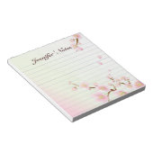 Monogram roze en witte Natuur Notitieblok (Schuin)