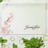 Monogram roze en witte Natuur Theedoek (Gevouwen)